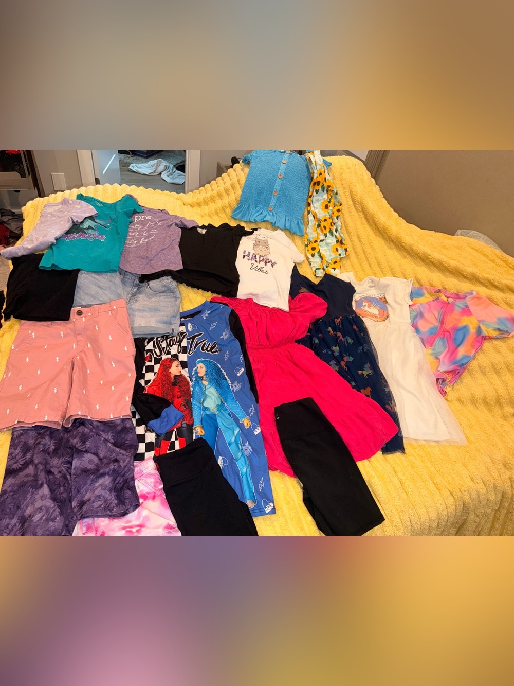 19 Pc Girls Kids Clothing Lot Bundle Shirts Shorts School Pajamas Dress 10/12